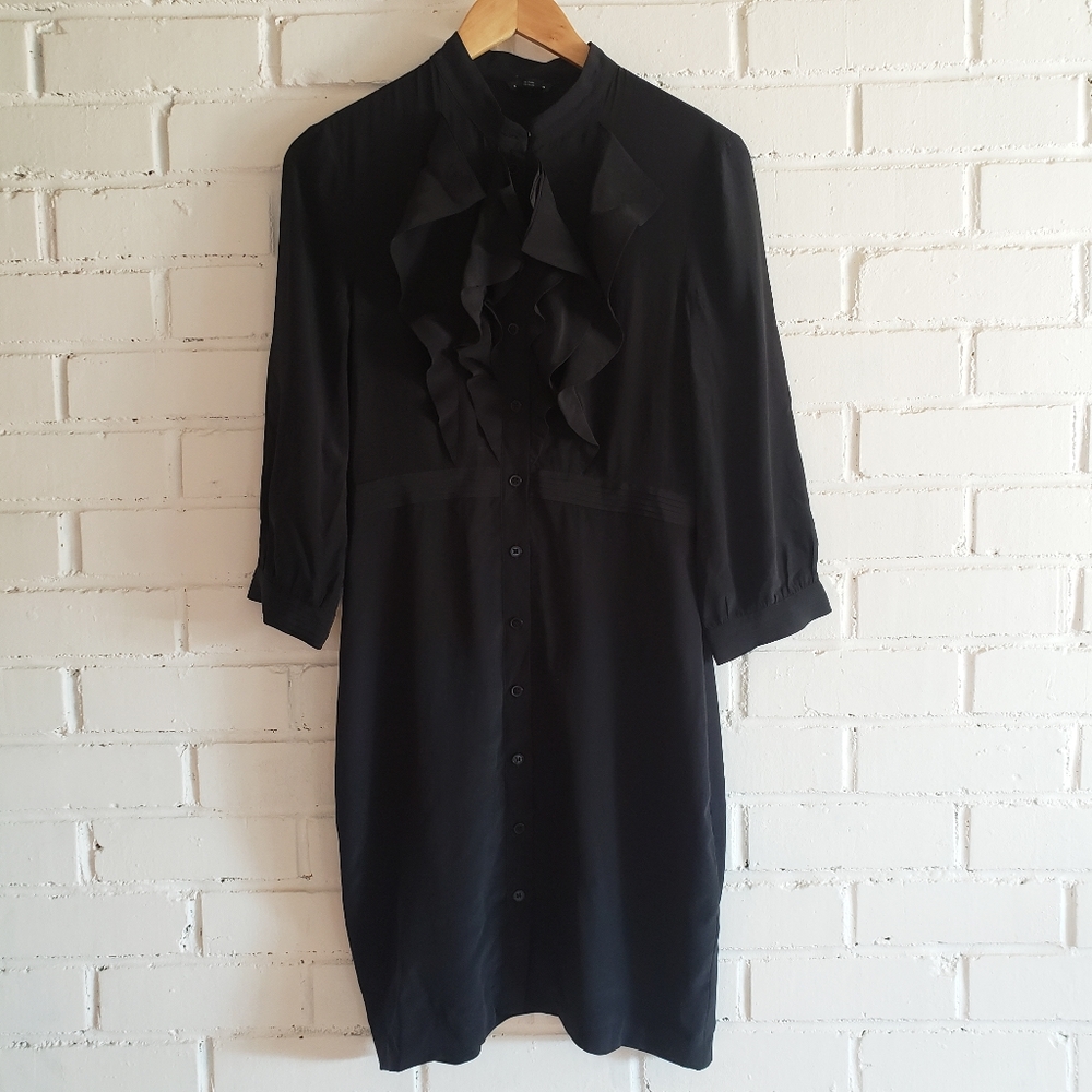 Club Monaco Silk Shirt Dress with Ruffles